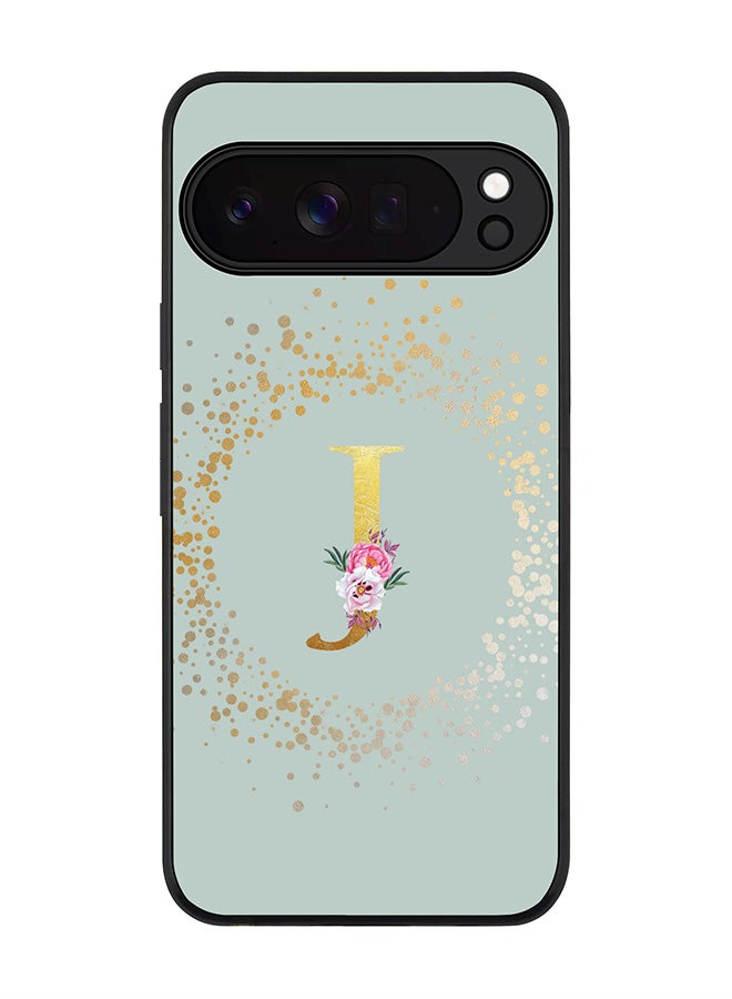 For Google Pixel 10 Pro XL Case,Slim fit Camera Protection, Shockproof Thin Phone cover  - Custom Monogram Floral - J  (Light Grey )